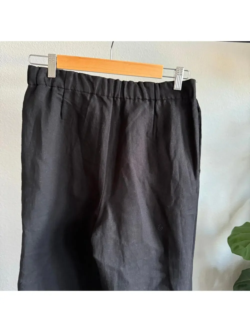 Zara NWT Black Linen Blend Carrot Fit High Waist Trousers Pants XS